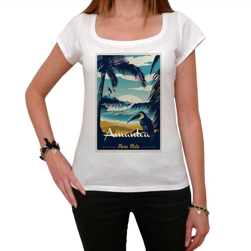 Amantea Pura Vida Beach Name White Womens Short Sleeve Round Neck T-Shirt 00297 - White / Xs - Casual