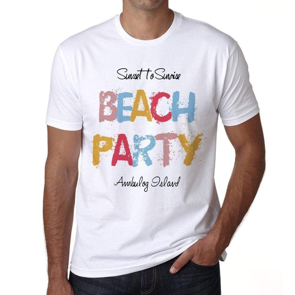Ambulog Island Beach Party White Mens Short Sleeve Round Neck T-Shirt 00279 - White / S - Casual