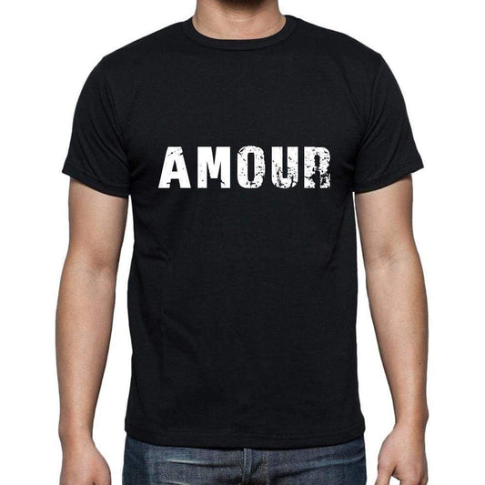 Amour Mens Short Sleeve Round Neck T-Shirt 5 Letters Black Word 00006 - Casual
