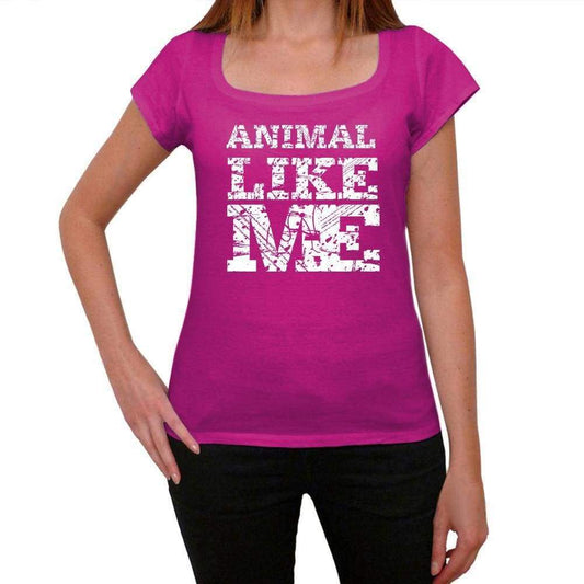 Animal Like Me Pink Womens Short Sleeve Round Neck T-Shirt 00053 - Pink / Xs - Casual