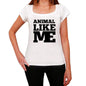 Animal Like Me White Womens Short Sleeve Round Neck T-Shirt 00056 - White / Xs - Casual