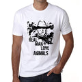 Animals, Real Men Love Animals Men's T shirt White Birthday Gift 00539