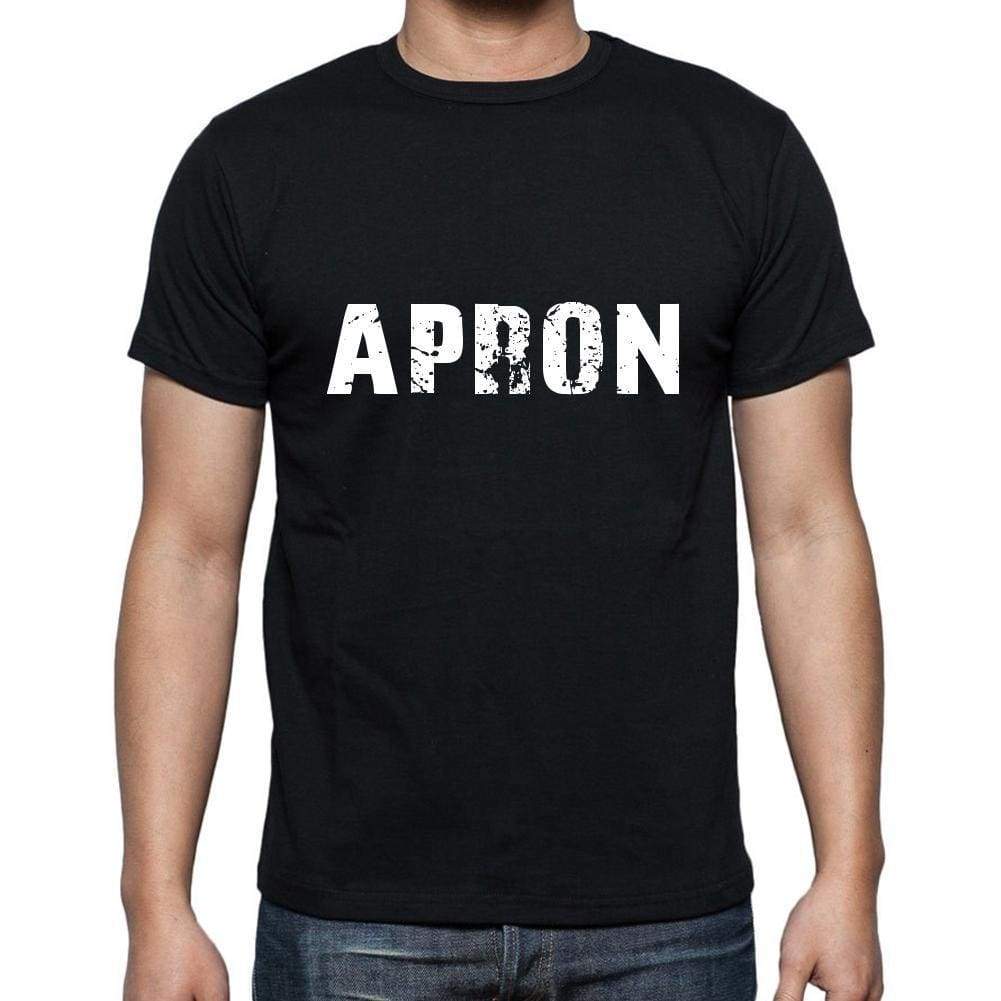 Apron Mens Short Sleeve Round Neck T-Shirt 5 Letters Black Word 00006 - Casual