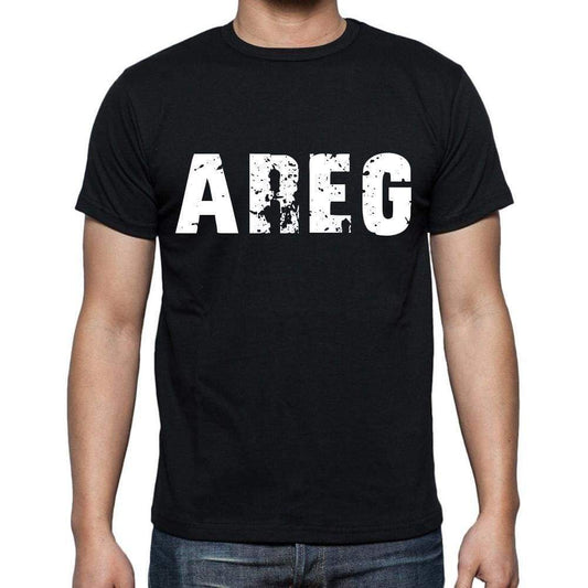 Areg Mens Short Sleeve Round Neck T-Shirt 4 Letters Black - Casual
