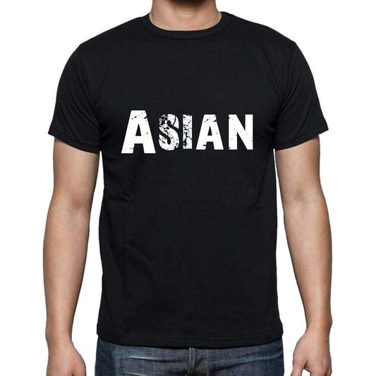 Asian Mens Short Sleeve Round Neck T-Shirt 5 Letters Black Word - Casual