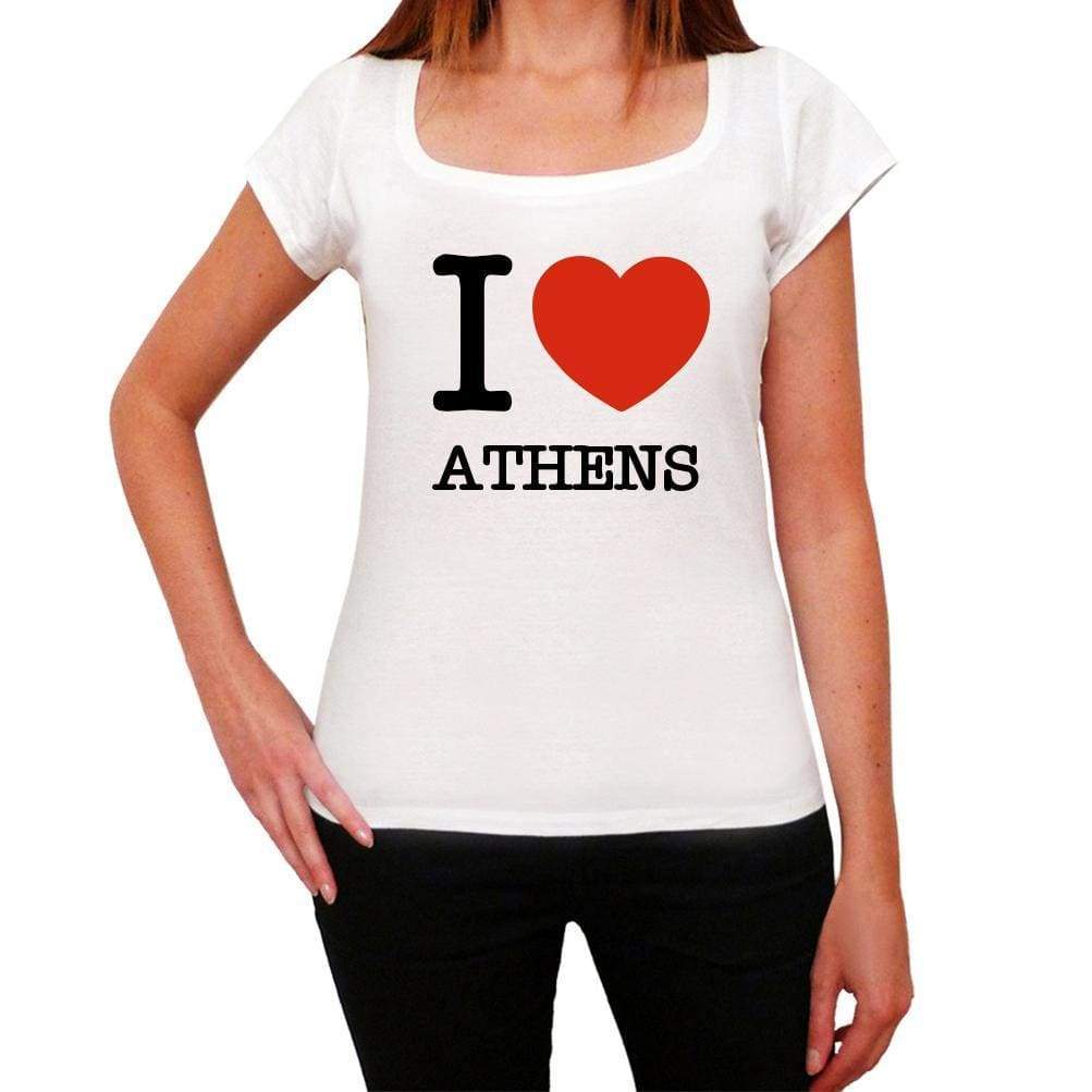 Athens I Love Citys White Womens Short Sleeve Round Neck T-Shirt 00012 - White / Xs - Casual