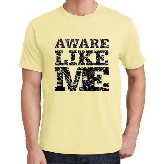 Aware Like Me Yellow Mens Short Sleeve Round Neck T-Shirt 00294 - Yellow / S - Casual