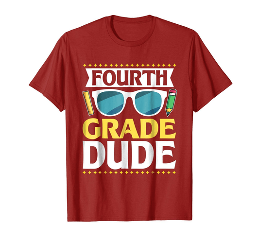 Graphic T-Shirt Colorful Stars Rule Pencil Glasses Fourth Grade Dude Tee
