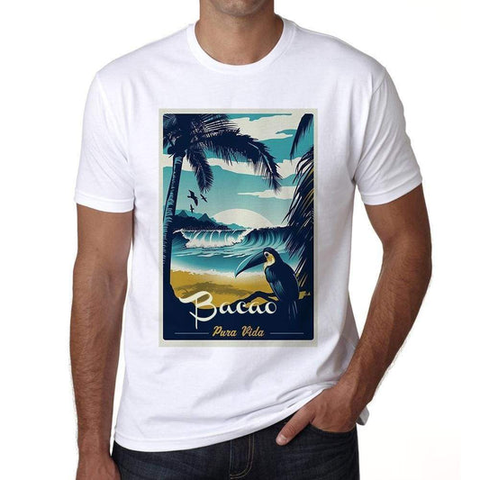 Bacao Pura Vida Beach Name White Mens Short Sleeve Round Neck T-Shirt 00292 - White / S - Casual
