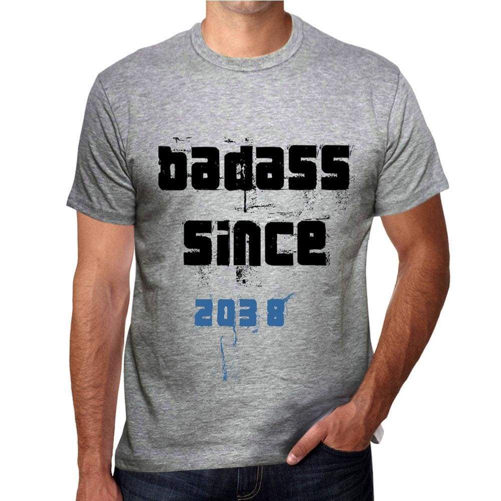 Badass Since 2038 Mens T-Shirt Grey Birthday Gift 00430 - Grey / S - Casual