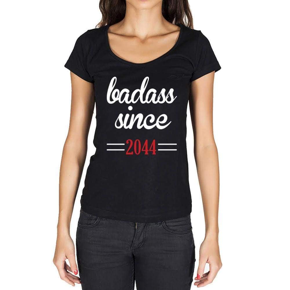 Badass Since 2044 Womens T-Shirt Black Birthday Gift 00432 - Black / Xs - Casual