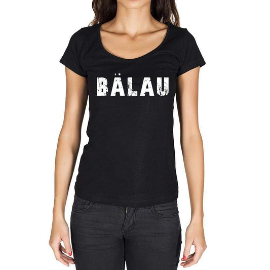 Bälau German Cities Black Womens Short Sleeve Round Neck T-Shirt 00002 - Casual