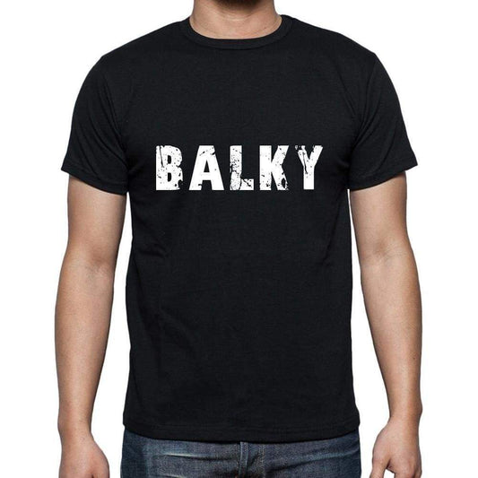Balky Mens Short Sleeve Round Neck T-Shirt 5 Letters Black Word 00006 - Casual
