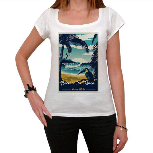 Barra Da Tijuca Pura Vida Beach Name White Womens Short Sleeve Round Neck T-Shirt 00297 - White / Xs - Casual