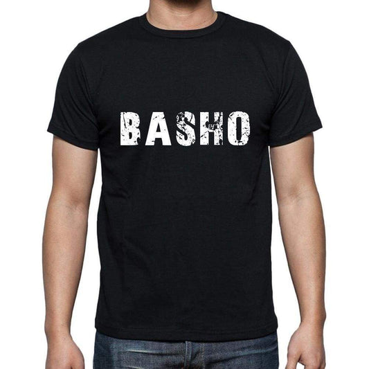 Basho Mens Short Sleeve Round Neck T-Shirt 5 Letters Black Word 00006 - Casual