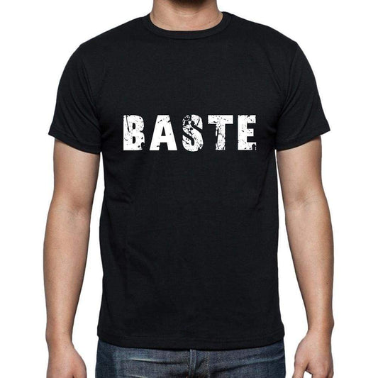Baste Mens Short Sleeve Round Neck T-Shirt 5 Letters Black Word 00006 - Casual