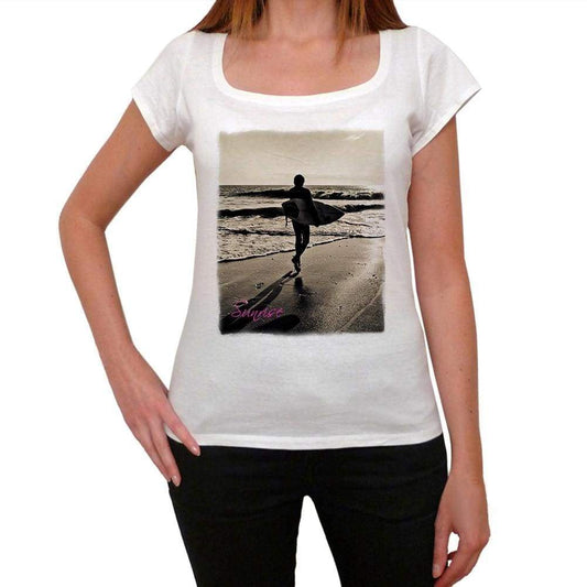 Beach Surfer Sunrise Womens T-Shirt