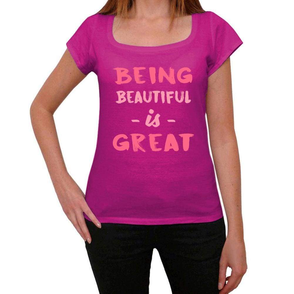 Beautiful Being Great Pink Womens Short Sleeve Round Neck T-Shirt Gift T-Shirt 00335 - Pink / Xs - Casual