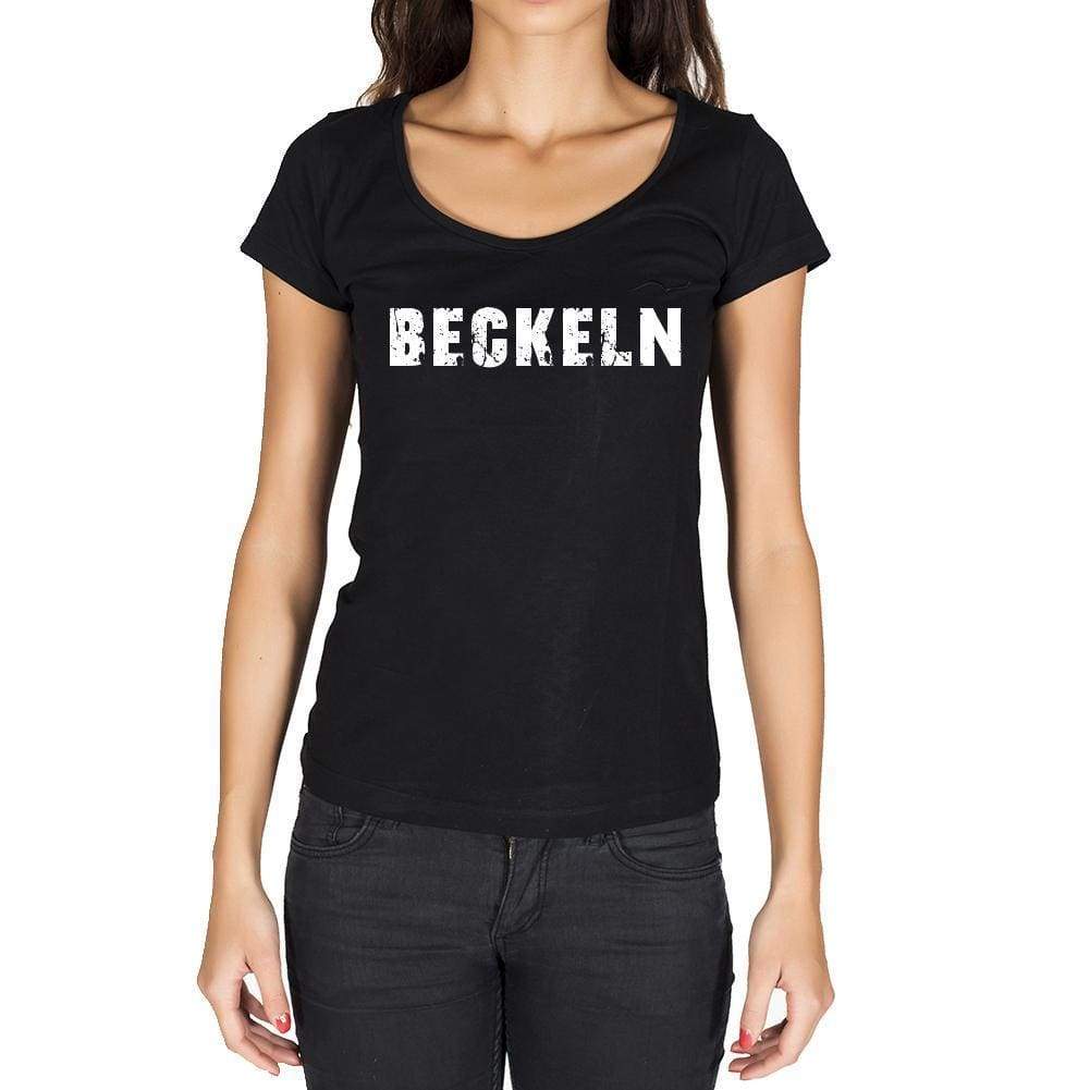 Beckeln German Cities Black Womens Short Sleeve Round Neck T-Shirt 00002 - Casual