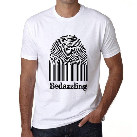 Bedazzling Fingerprint White Mens Short Sleeve Round Neck T-Shirt Gift T-Shirt 00306 - White / S - Casual