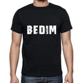 bedim Men's Short Sleeve Round Neck T-shirt , 5 letters Black , word 00006