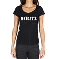 beelitz, German Cities Schwarz, Damen Kurzarm-Rundhals-T-Shirt 00002