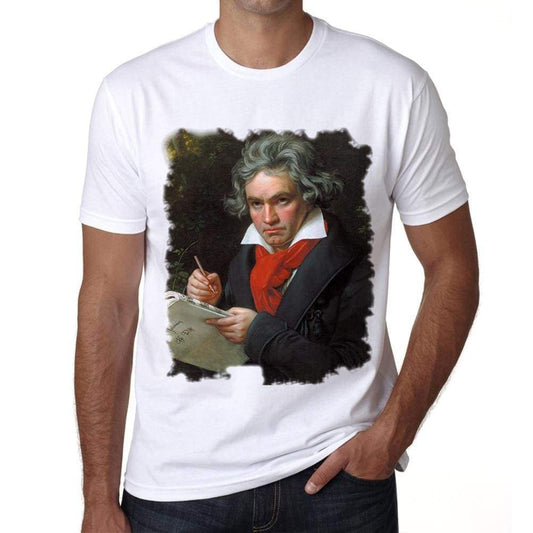 Beethoven Old Celebrities White Mens Short Sleeve Round Neck T-Shirt Gift T-Shirt 00313 - White / Xs - Casual