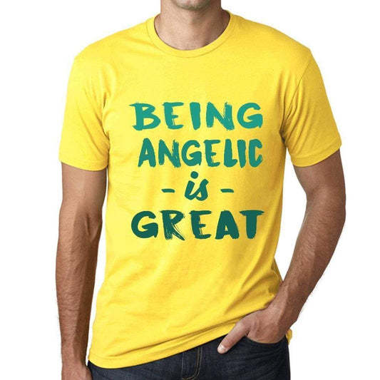 Being Angelic Is Great Mens T-Shirt Yellow Birthday Gift 00378 - Yellow / Xs - Casual