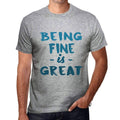 Being Fine is Great Men's T-shirt, Grey, Birthday Gift 00376