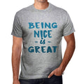 Being Nice is Great Men's T-shirt, Grey, Birthday Gift 00376