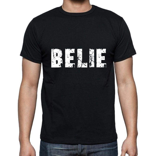 Belie Mens Short Sleeve Round Neck T-Shirt 5 Letters Black Word 00006 - Casual