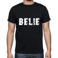 belie Men's Short Sleeve Round Neck T-shirt , 5 letters Black , word 00006