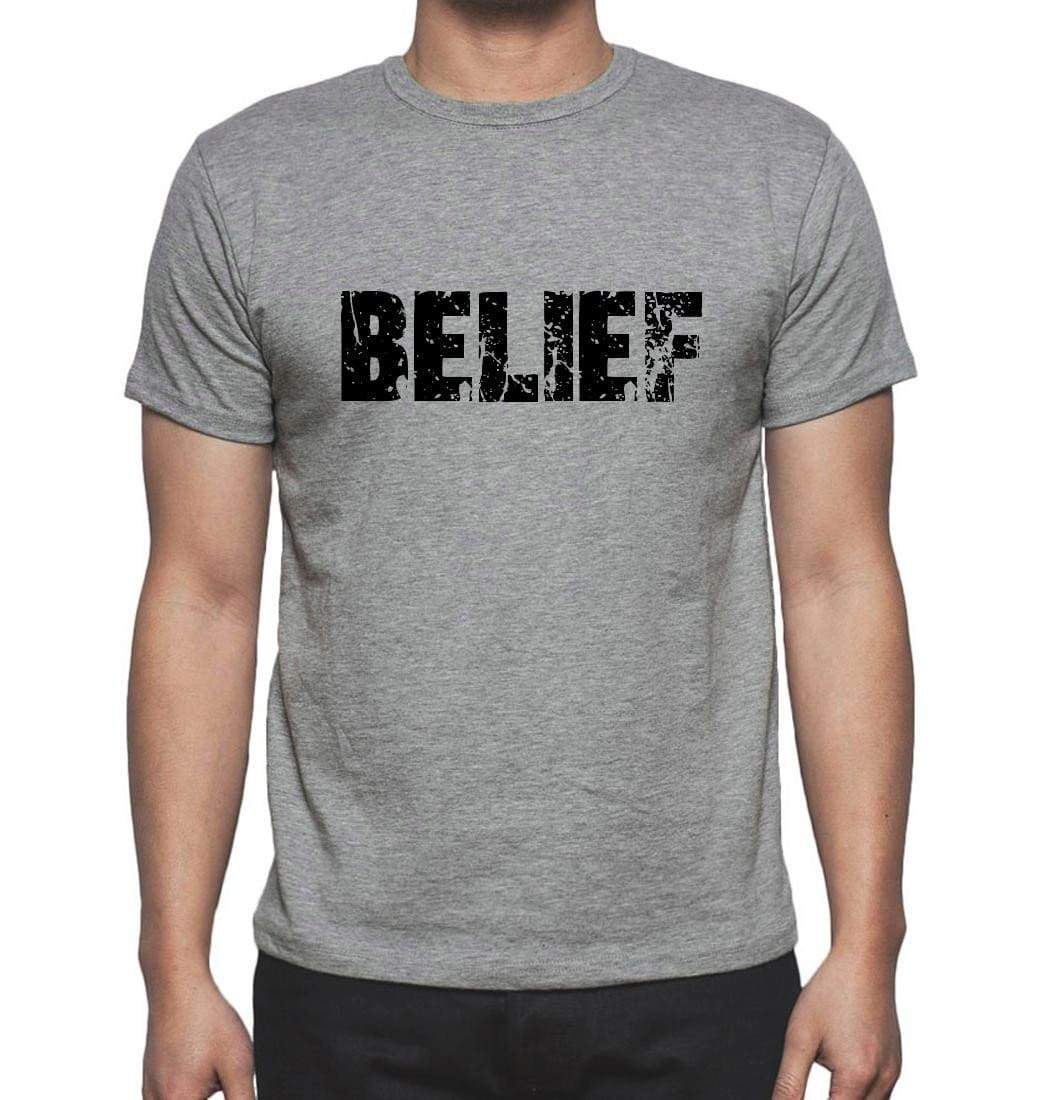 Belief Grey Mens Short Sleeve Round Neck T-Shirt 00018 - Grey / S - Casual