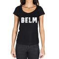 belm, German Cities Black, Women's Short Sleeve Round Neck T-shirt 00002
