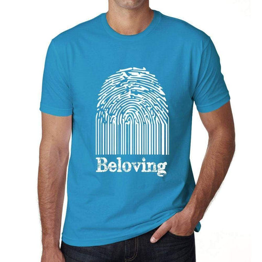 Beloving Fingerprint Blue Mens Short Sleeve Round Neck T-Shirt Gift T-Shirt 00311 - Blue / S - Casual