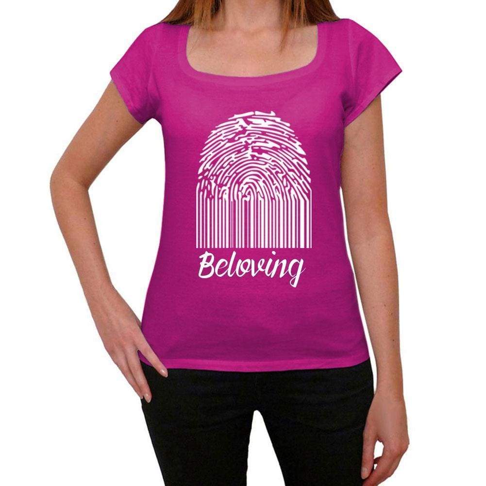 Beloving Fingerprint Pink Womens Short Sleeve Round Neck T-Shirt Gift T-Shirt 00307 - Pink / Xs - Casual
