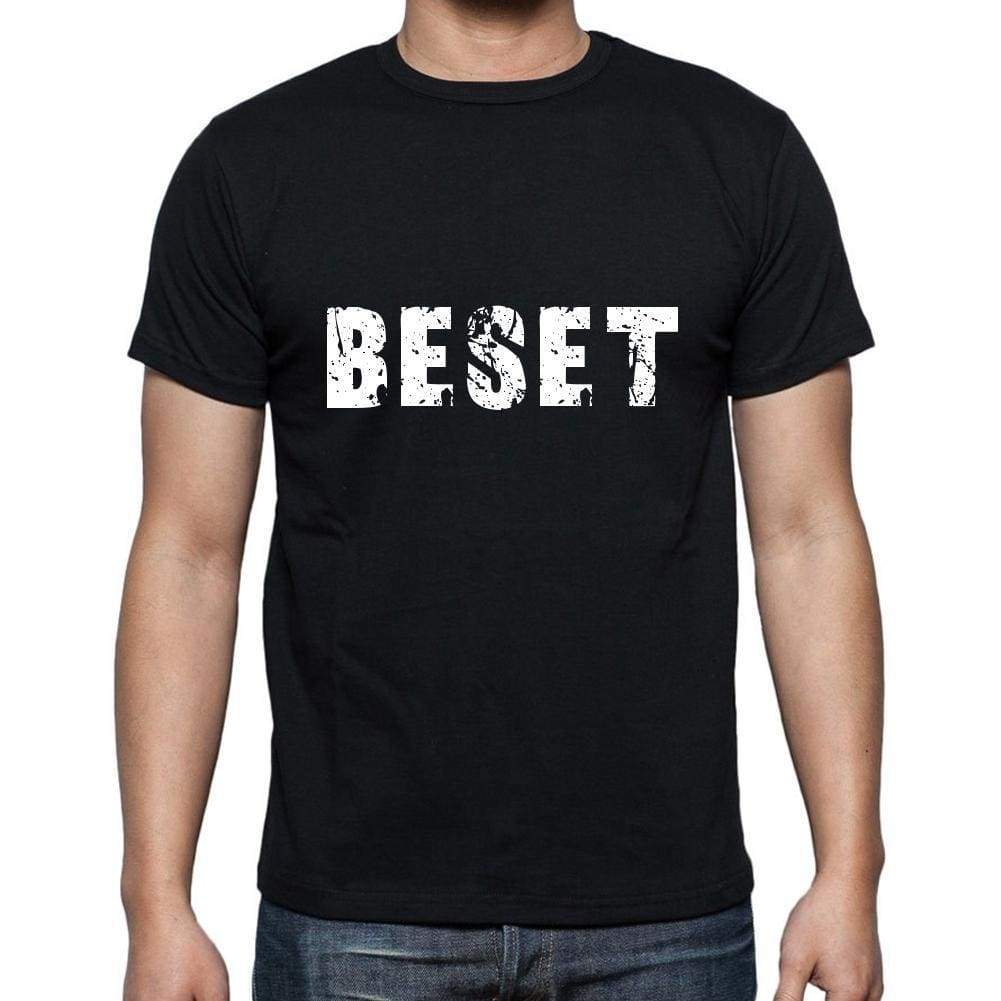 Beset Mens Short Sleeve Round Neck T-Shirt 5 Letters Black Word 00006 - Casual