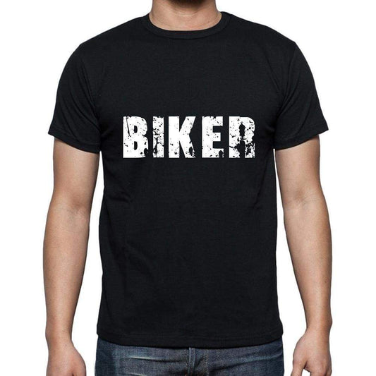 Biker Mens Short Sleeve Round Neck T-Shirt 5 Letters Black Word 00006 - Casual