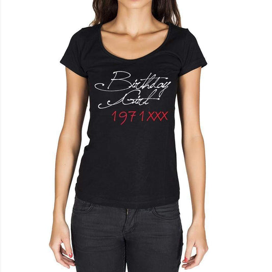 Birthday Girl 1971 Black Womens Short Sleeve Round Neck T-Shirt 00099 - Black / Xs - Casual
