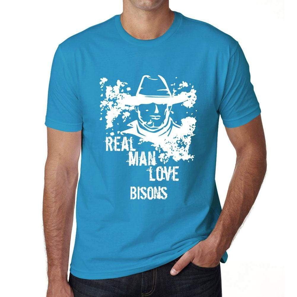 Bisons Real Men Love Bisons Mens T Shirt Blue Birthday Gift 00541 - Blue / Xs - Casual