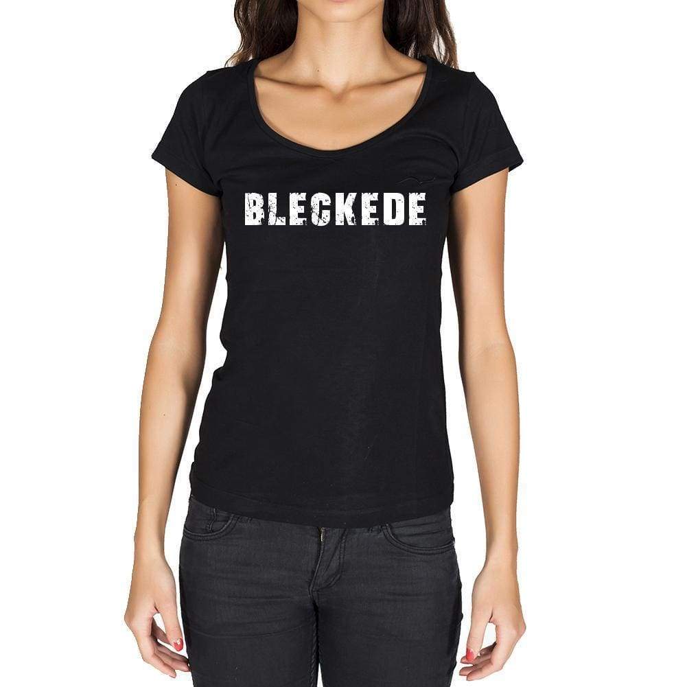 Bleckede German Cities Black Womens Short Sleeve Round Neck T-Shirt 00002 - Casual