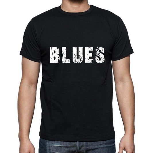 Blues Mens Short Sleeve Round Neck T-Shirt 5 Letters Black Word 00006 - Casual
