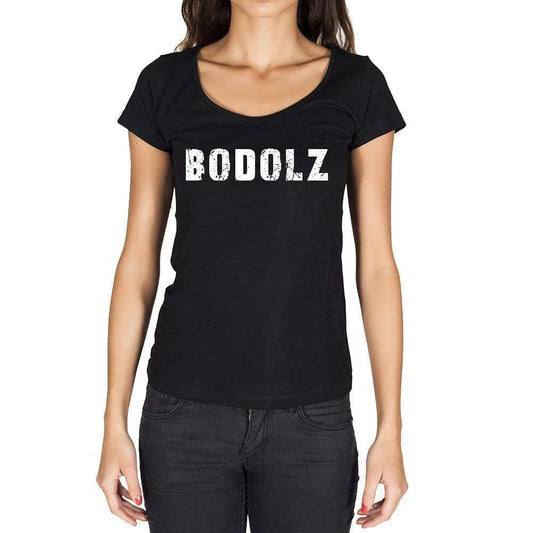 Bodolz German Cities Black Womens Short Sleeve Round Neck T-Shirt 00002 - Casual