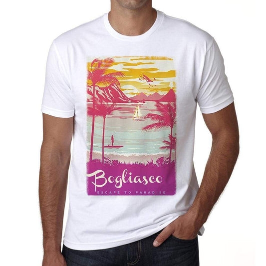Bogliasco Escape To Paradise White Mens Short Sleeve Round Neck T-Shirt 00281 - White / S - Casual