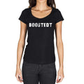 boostedt, German Cities Black, Women's Short Sleeve Round Neck T-shirt 00002
