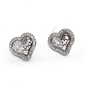 Boucles d'oreilles coeur, trèfle, pique et carreau argenté et strass argentés cadeau