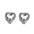 Boucles d'oreilles en forme de coeur et fil gris argenté pierre de zirconium cadeau