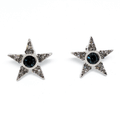 Boucles d'oreilles étoile pierre couleur bleue couleur argent, strass argentés cadeau