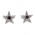 Boucles d'oreilles étoile pierre couleur gris vert couleur argent, strass argentés cadeau