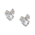Boucles d'oreilles noeud couleur argent, pierre et strass argentés cadeau